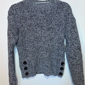 Armani Exchange Black and White Knit Sweater Button detail